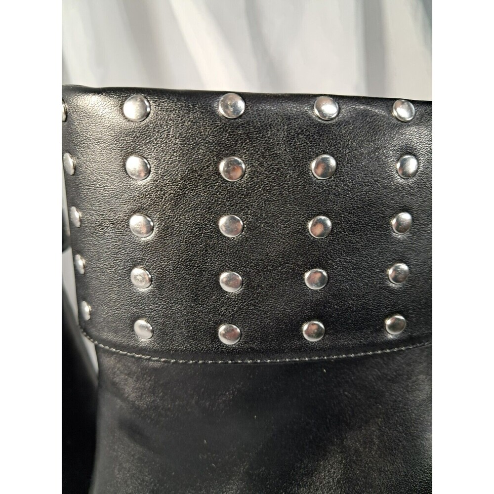 NEW Black Studded Stiletto Boot Geometric Heel Size 7.5 Faux Leather - Picture 6 of 13